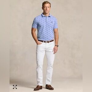 Ralph Lauren RL+ Classic Fit Monogram Stretch Polo Shirt light blue. Plus size
